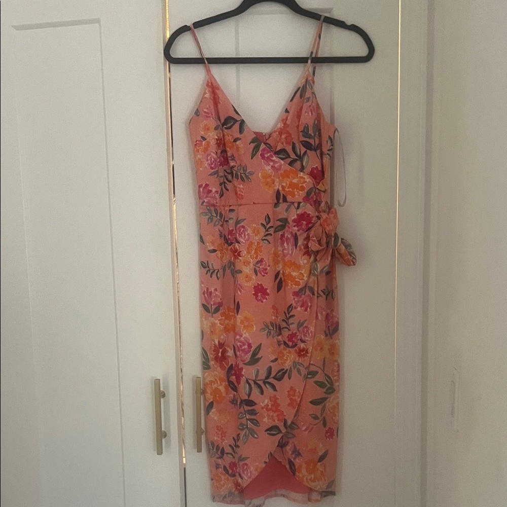 Lovers + Friends Coral Floral Midi Dress